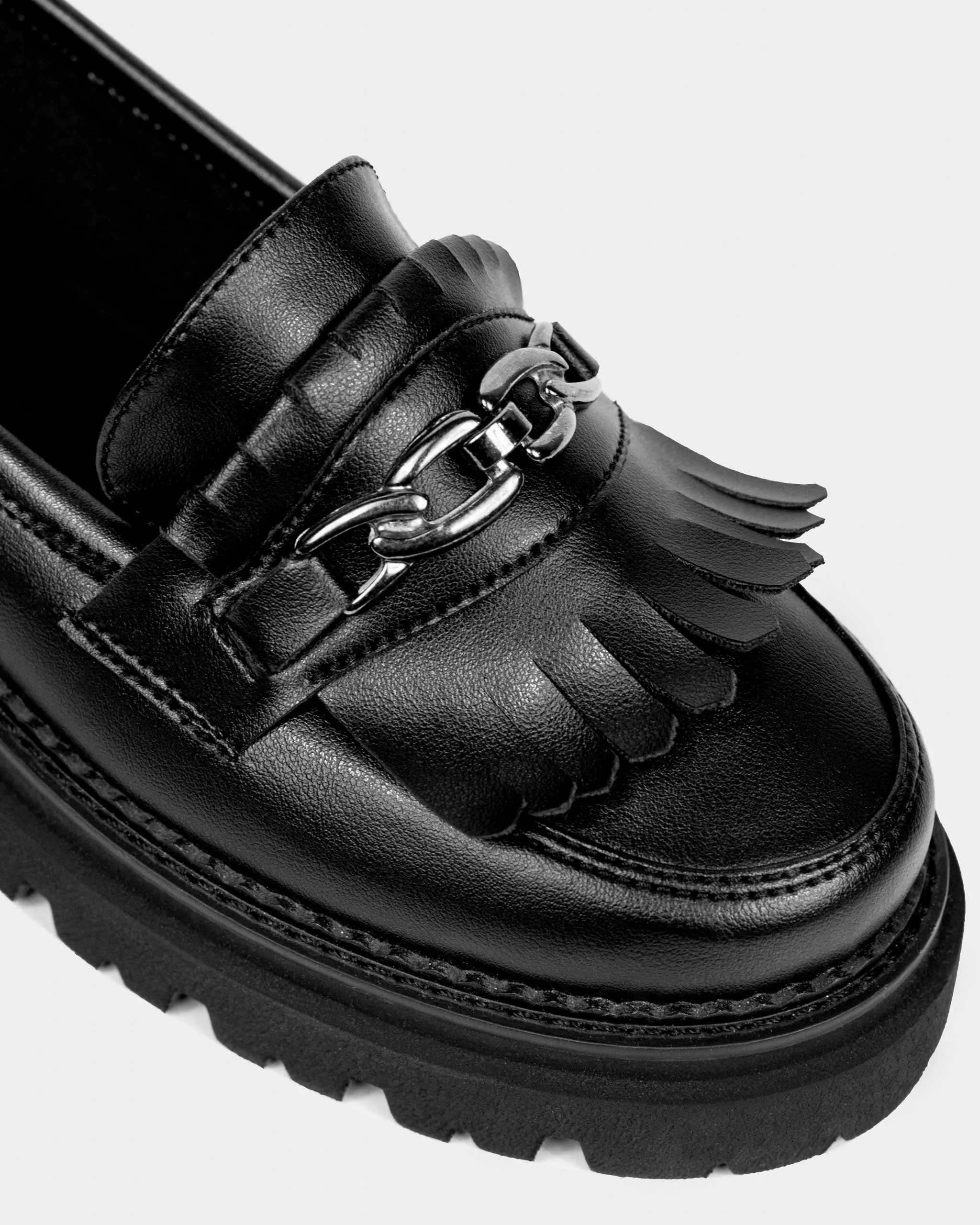 Chunky Loafers Grape Leather Loafers Black