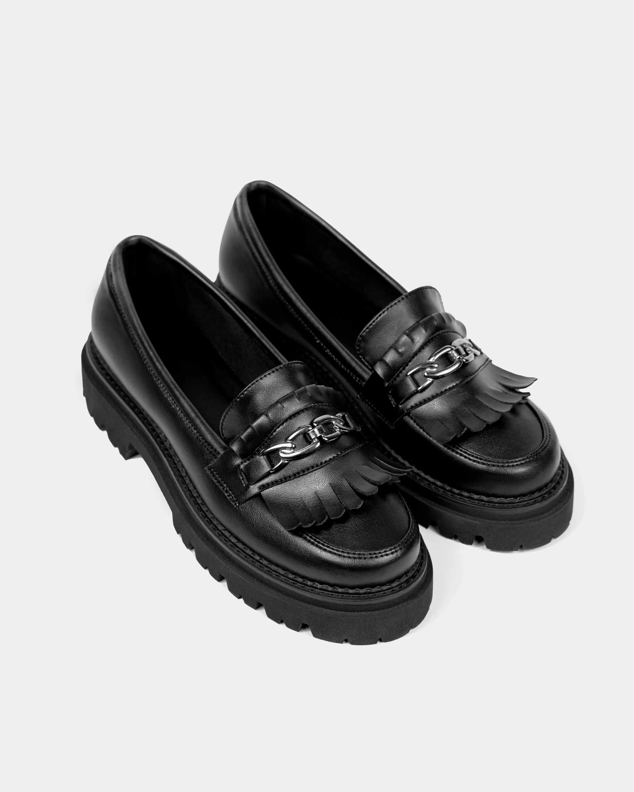 Chunky Loafers Grape Leather Loafers Black