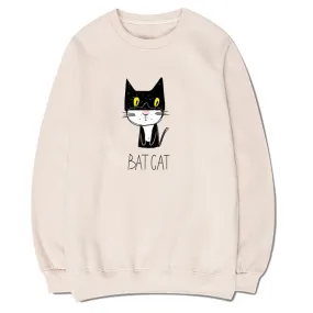 CORIRESHA Unisex Funny Bat Cat Long Sleeve Crewneck Soft Cotton Pullover Sweatshirt