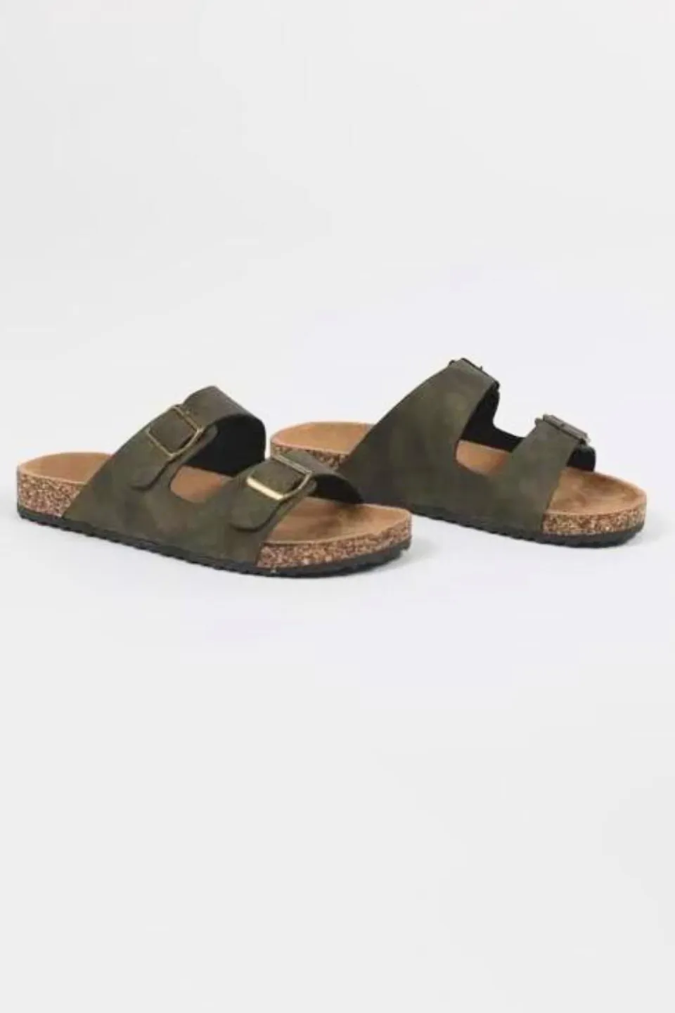 Cruise Double Buckle Khaki Slide