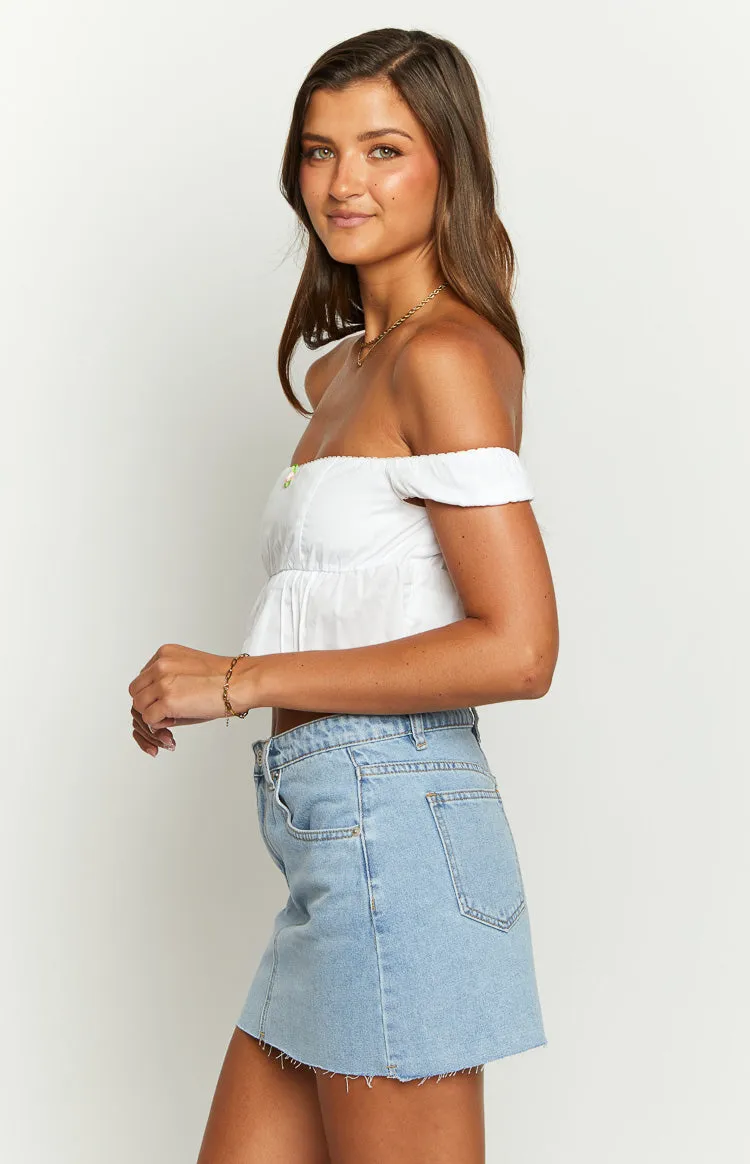 Dandi White Off The Shoulder Crop Top