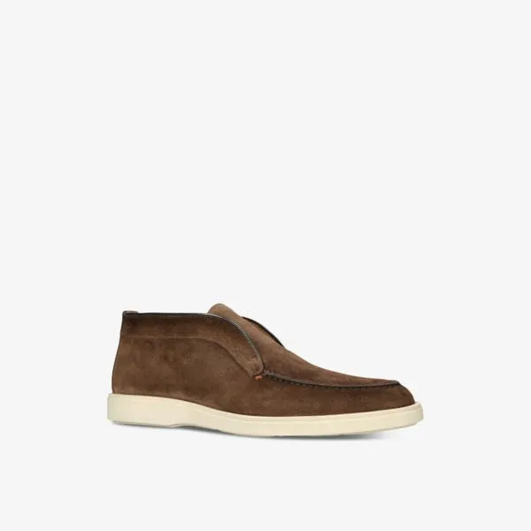 Detroit suede loafers with Santoni contrast sole, brown