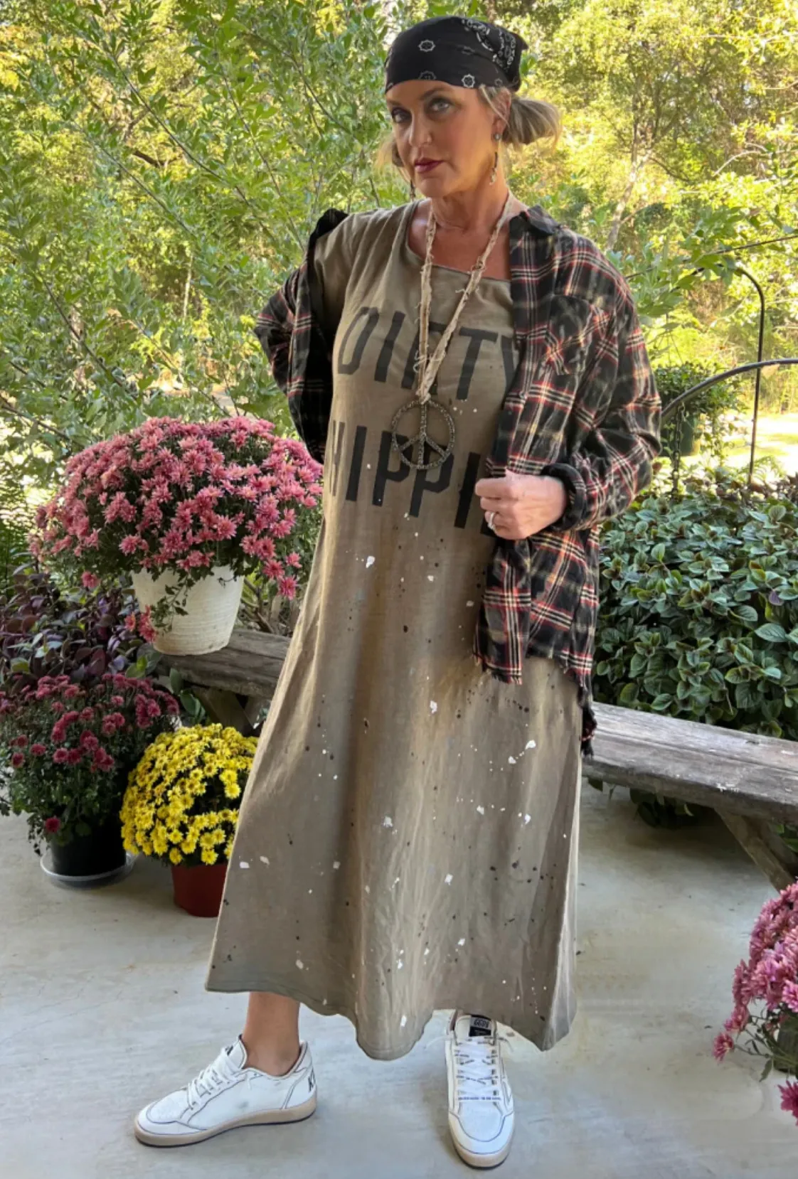 Dirty Hippie Grunge Maxi Dress - Vintage Olive