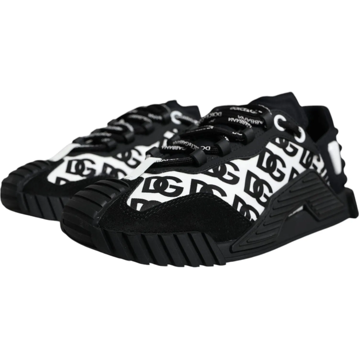 Dolce & Gabbana Black Logo Lace Up Low Top NS1 Sneakers Shoes