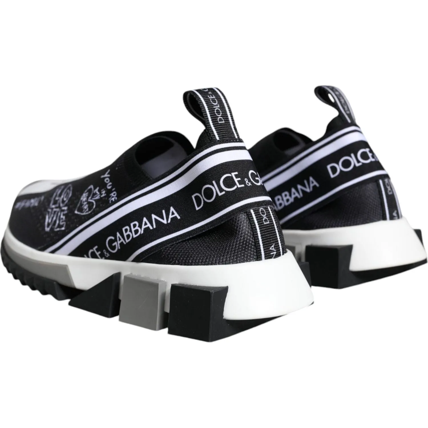 Dolce & Gabbana Black White Sorrento Low Top Sneakers Shoes