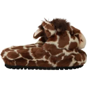 Dolce & Gabbana Elegant Giraffe Pattern Slides for Sophisticated Comfort