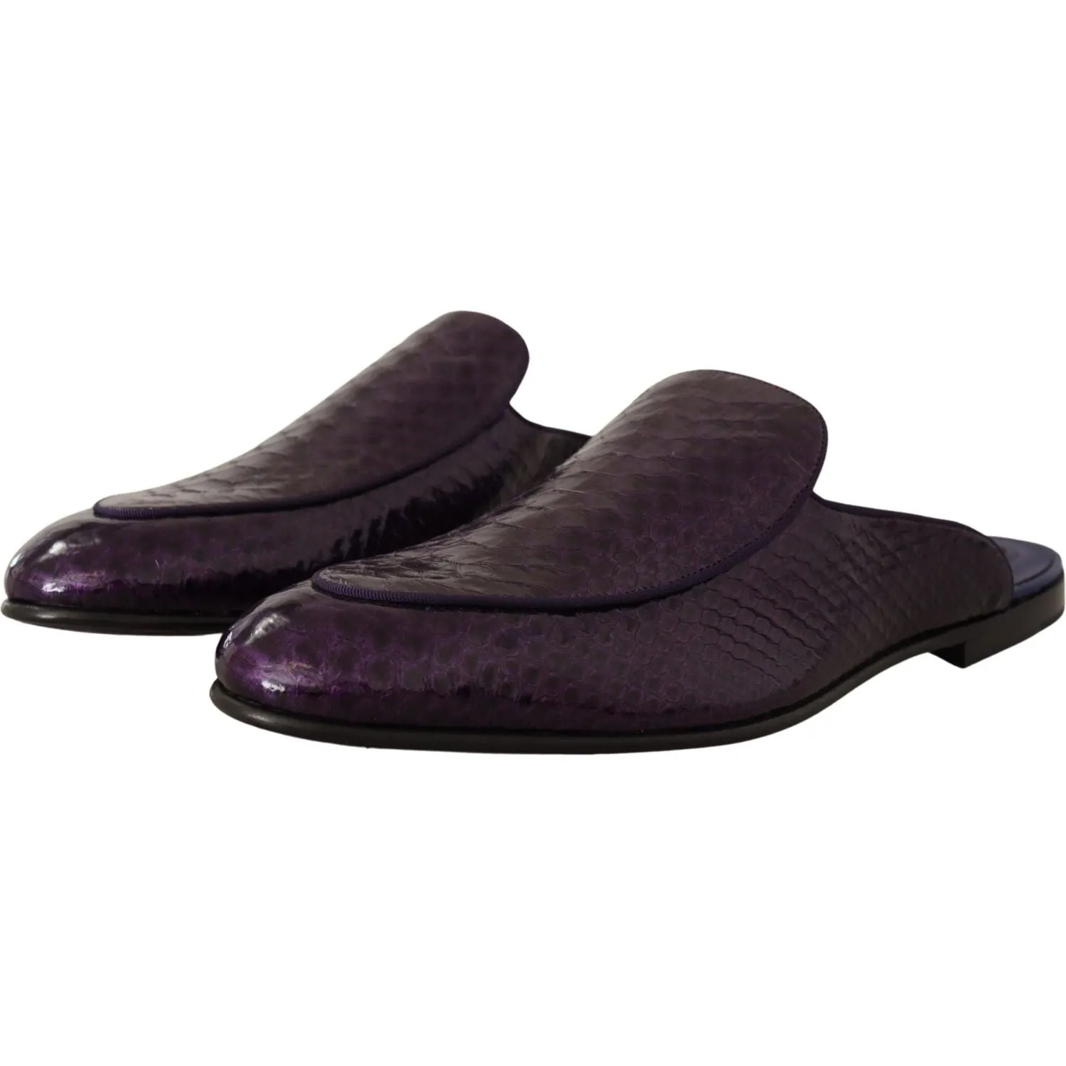 Dolce & Gabbana Purple Exotic Python Leather Slides