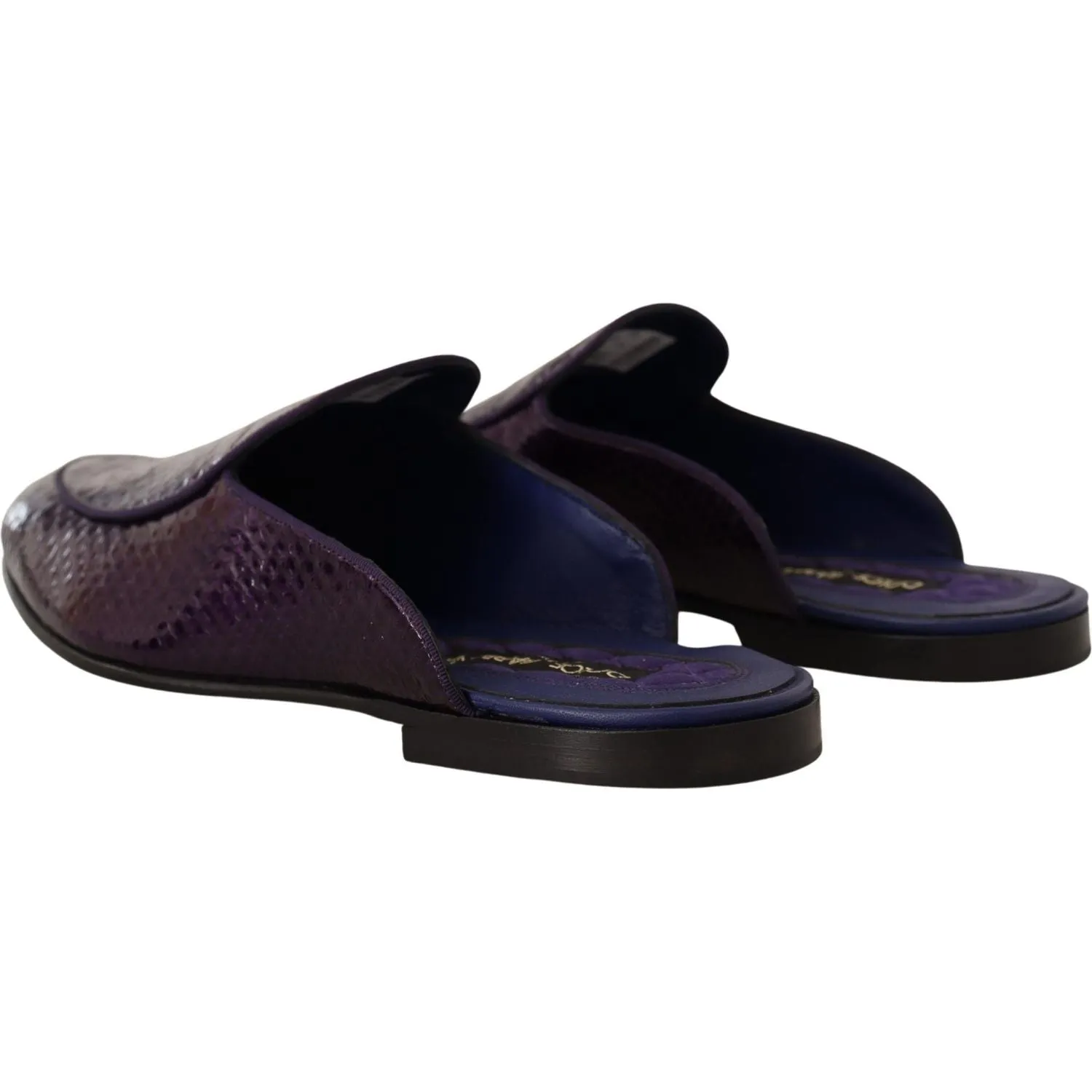 Dolce & Gabbana Purple Exotic Python Leather Slides