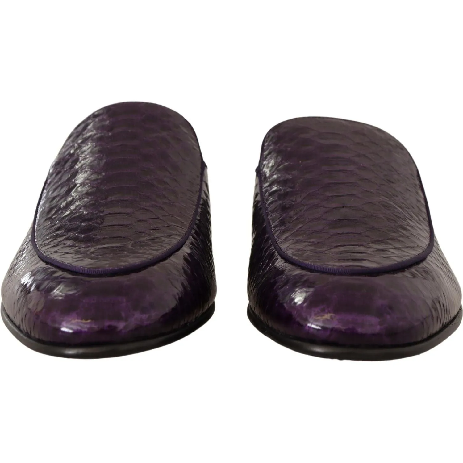 Dolce & Gabbana Purple Exotic Python Leather Slides