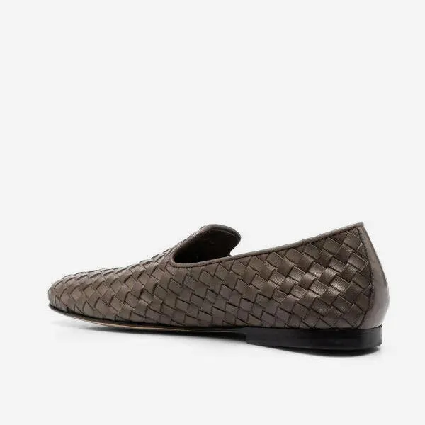 Ebony Brown Airto Intreccio Woven Leather Loafers