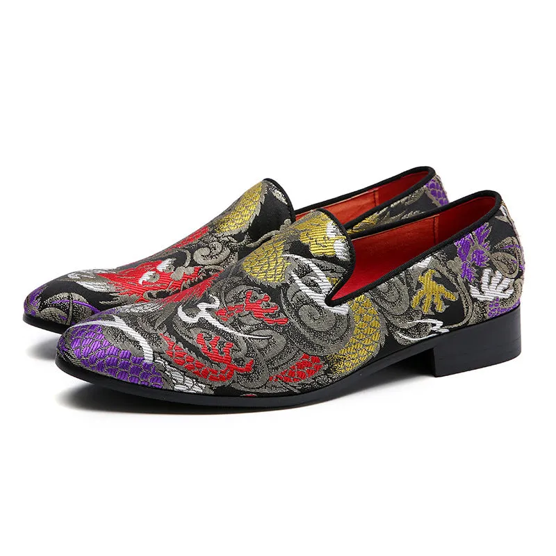 Embroidered Geometric Loafers Shoes