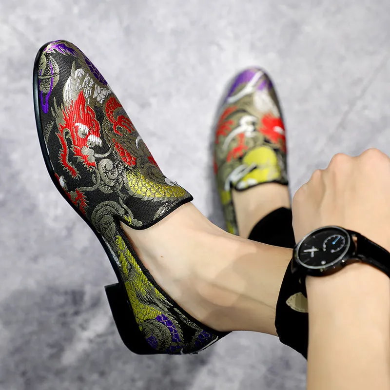 Embroidered Geometric Loafers Shoes