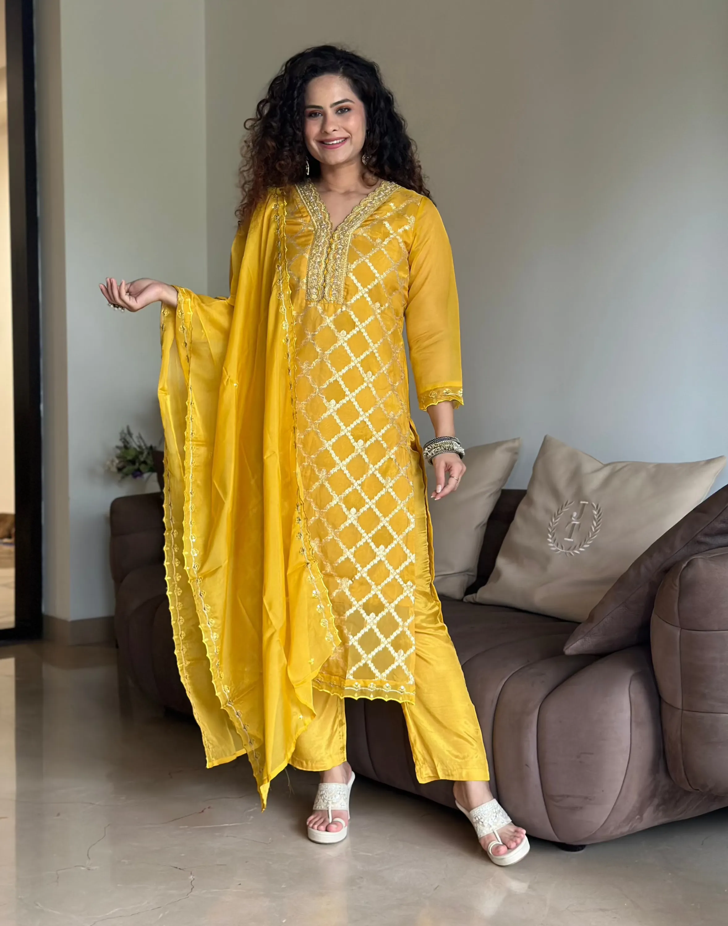 Festive Bright Yellow Kurta Suit Set