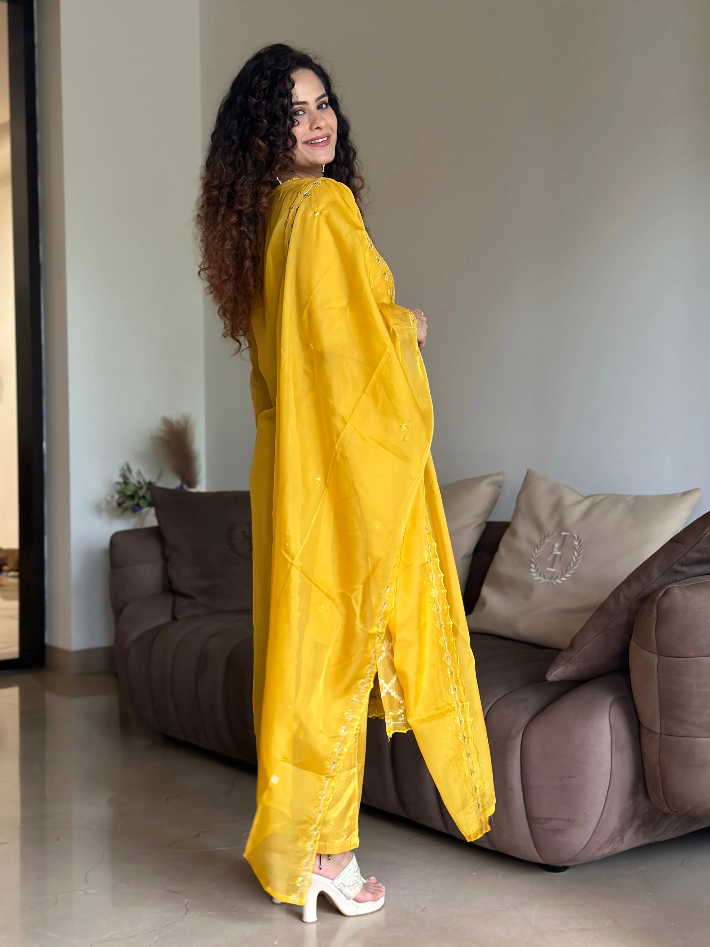 Festive Bright Yellow Kurta Suit Set