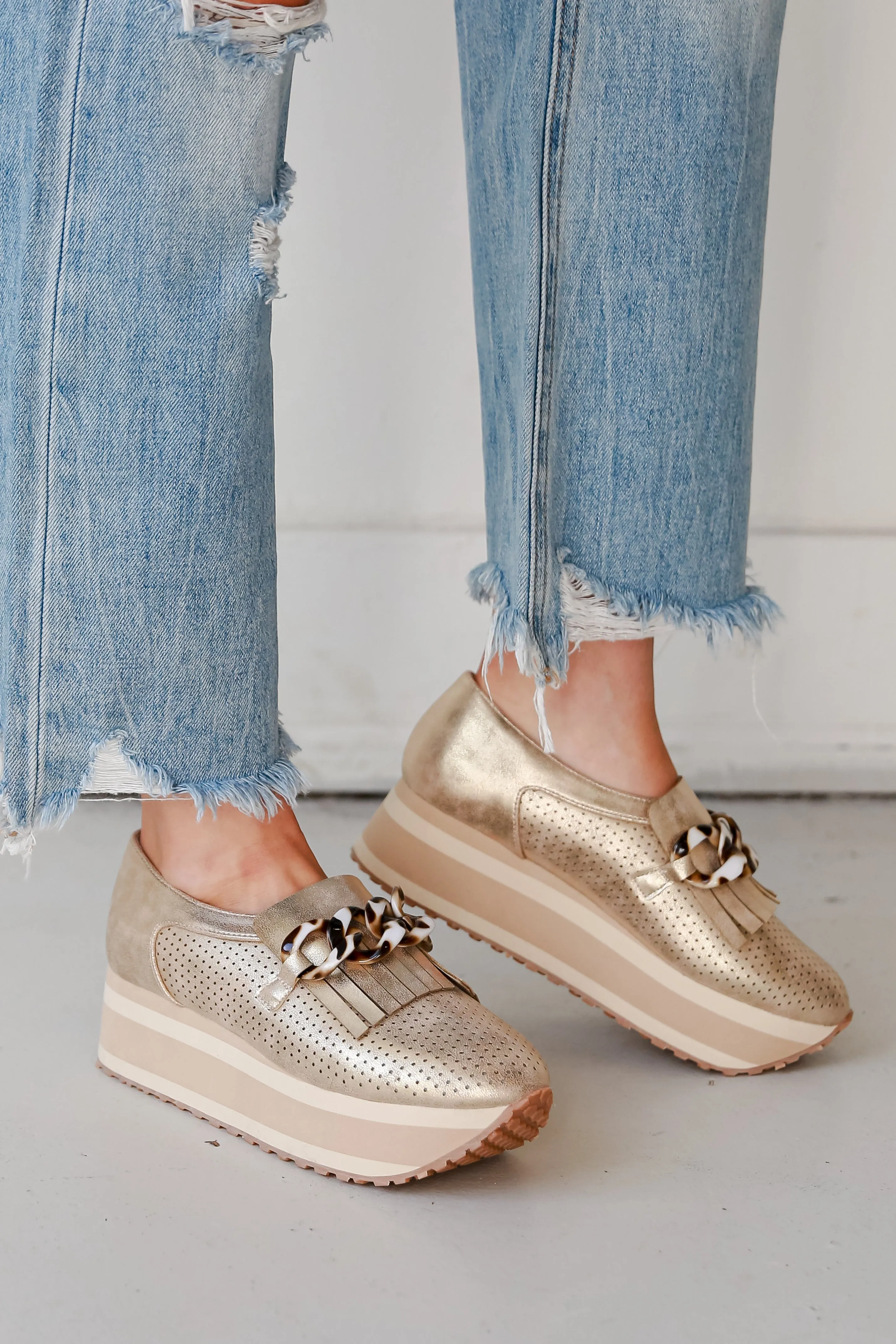 FINAL SALE - Teach You How Gold Platform Sneakers