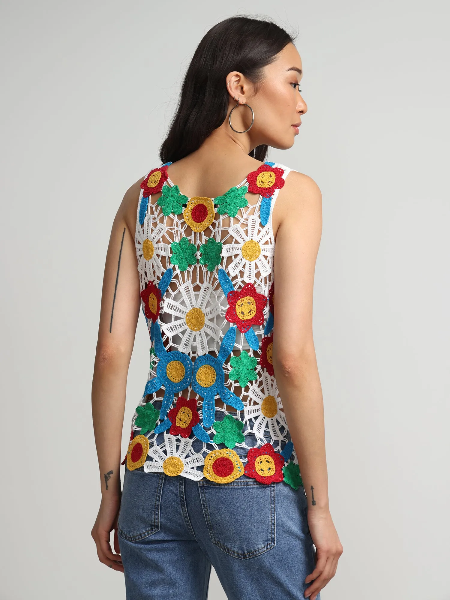 Floral Crochet Sleeveless Top