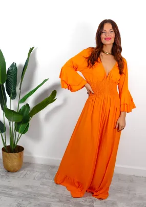 Free Spirited - Orange Wide Leg Jumpsuit