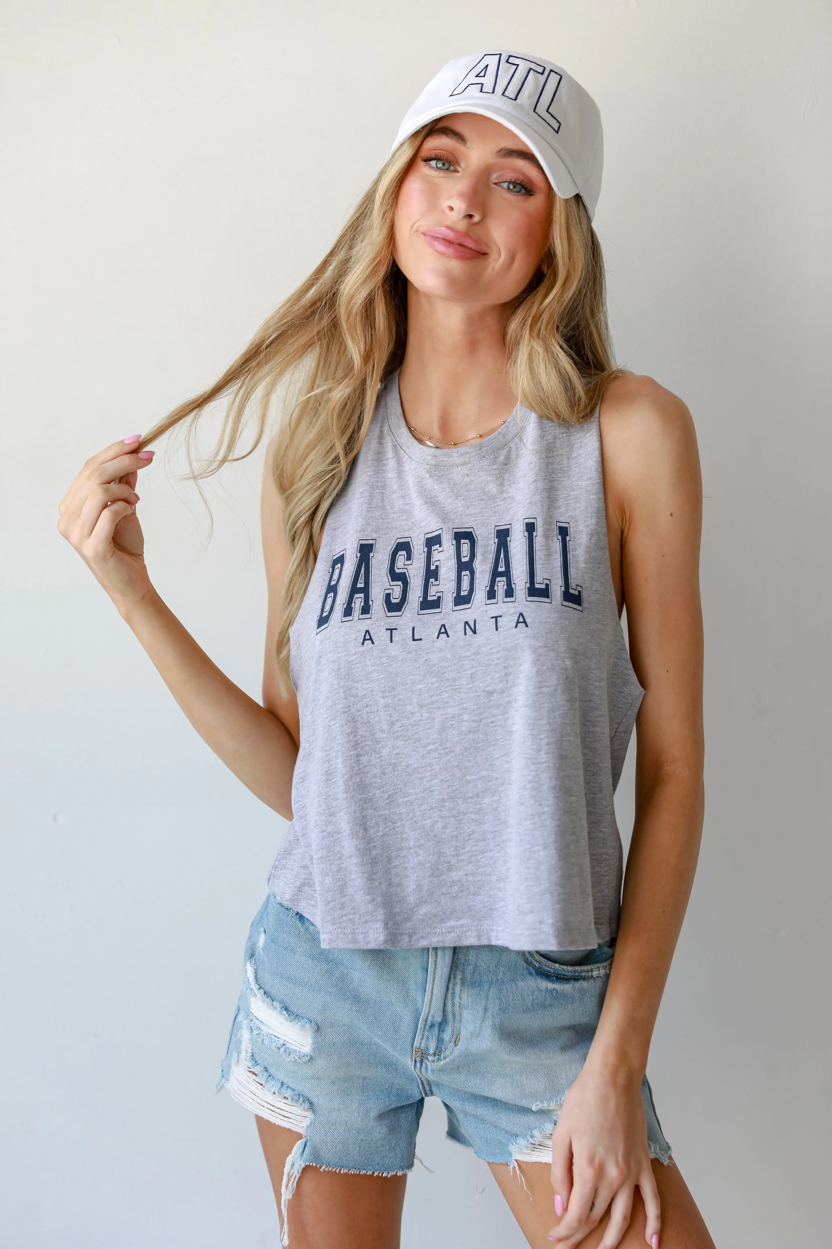 Heather Grey Baseball Atlanta Muscle Tank