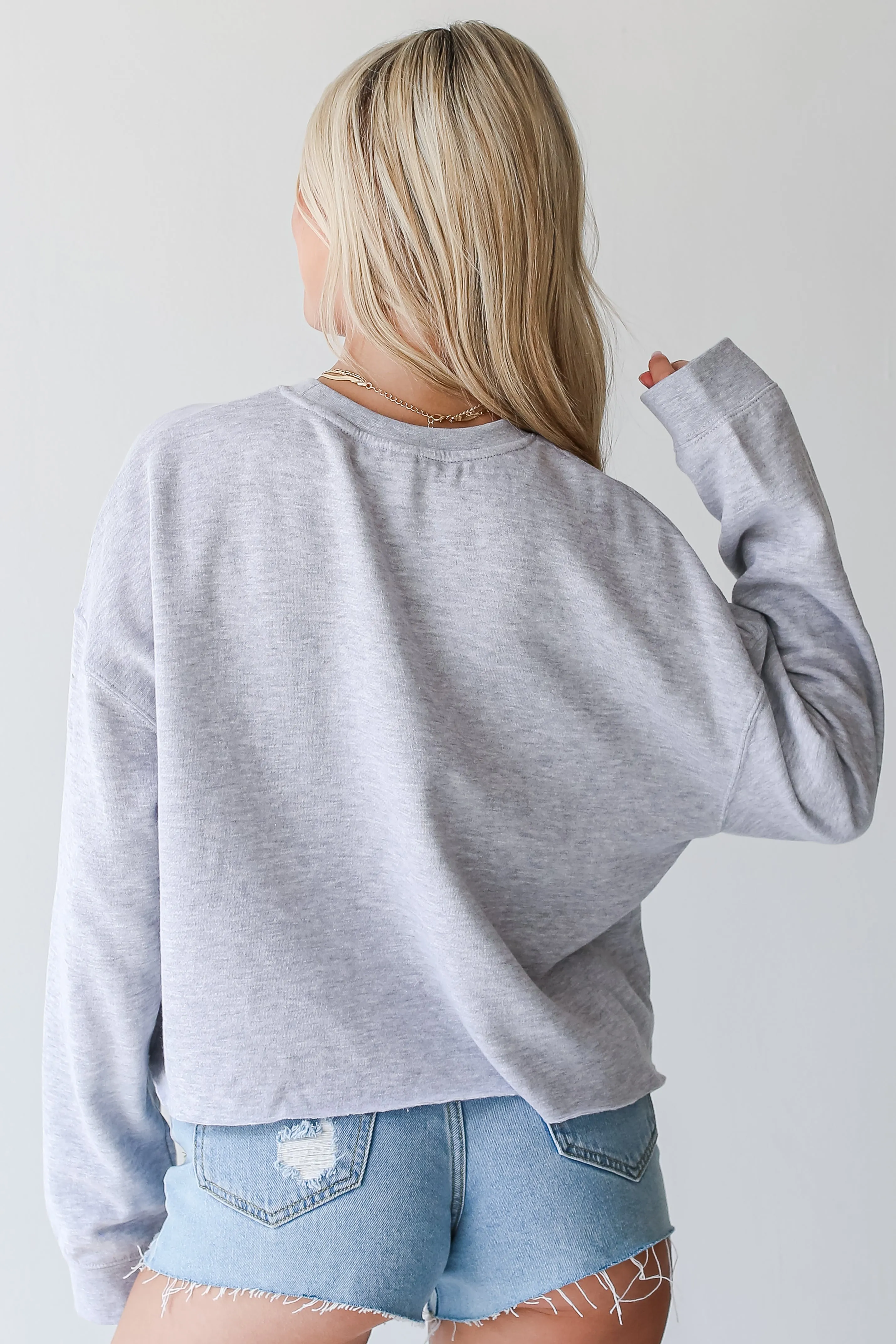 Heather Grey Pray Cropped Sweatshirt