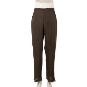 Issey Miyake Brown Pleated Mid Rise Pants