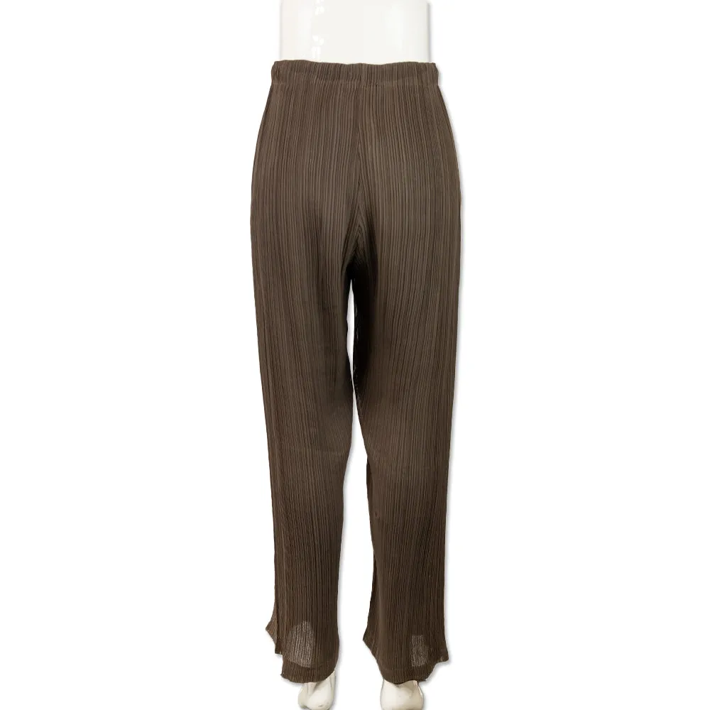 Issey Miyake Brown Pleated Mid Rise Pants