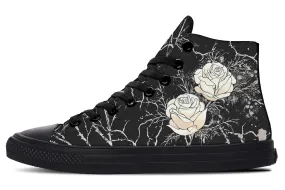 Ivory Kintsugi Rose High Tops - Classic Premium Canvas Shoes with Comfortable and Durable Soles