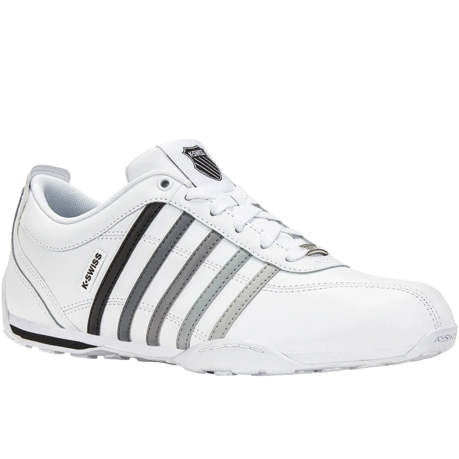 K-Swiss Mens Arvee 1.5 Leather Low Rise Trainers - White/Grey - 10 UK