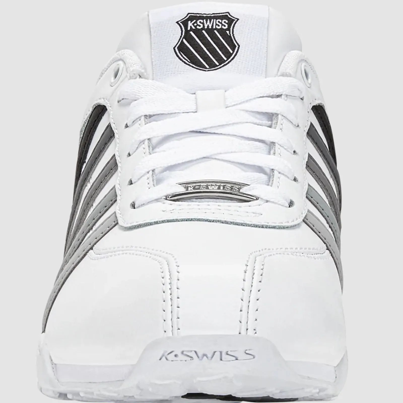 K-Swiss Mens Arvee 1.5 Leather Low Rise Trainers - White/Grey - 10 UK