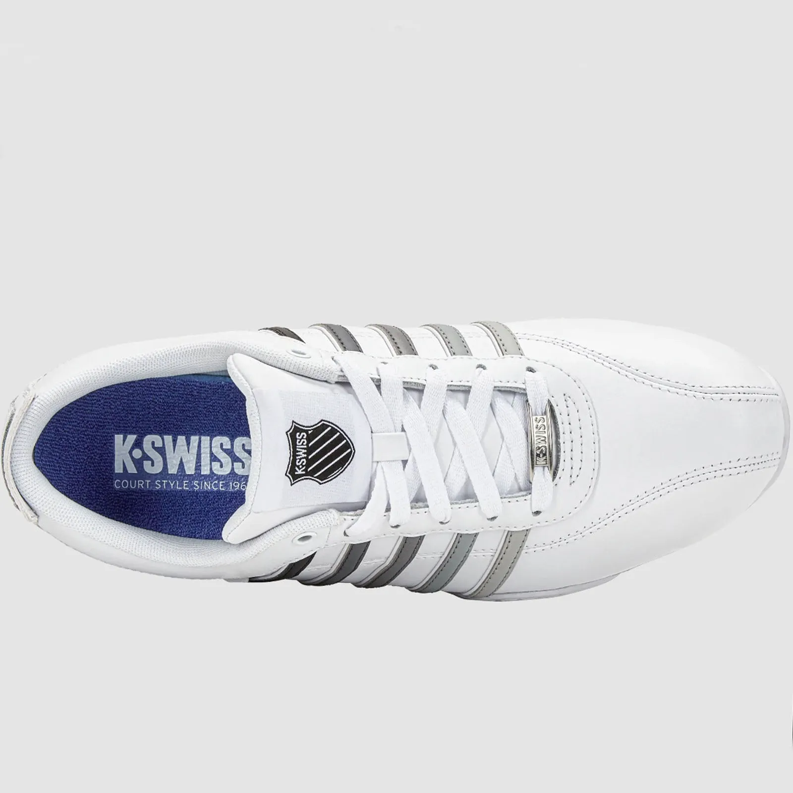 K-Swiss Mens Arvee 1.5 Leather Low Rise Trainers - White/Grey - 10 UK