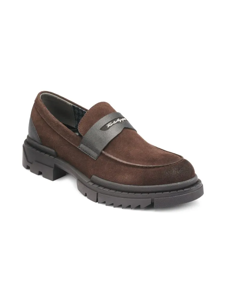 Karl Lagerfeld Paris Leather Penny Loafers in Dark Brown