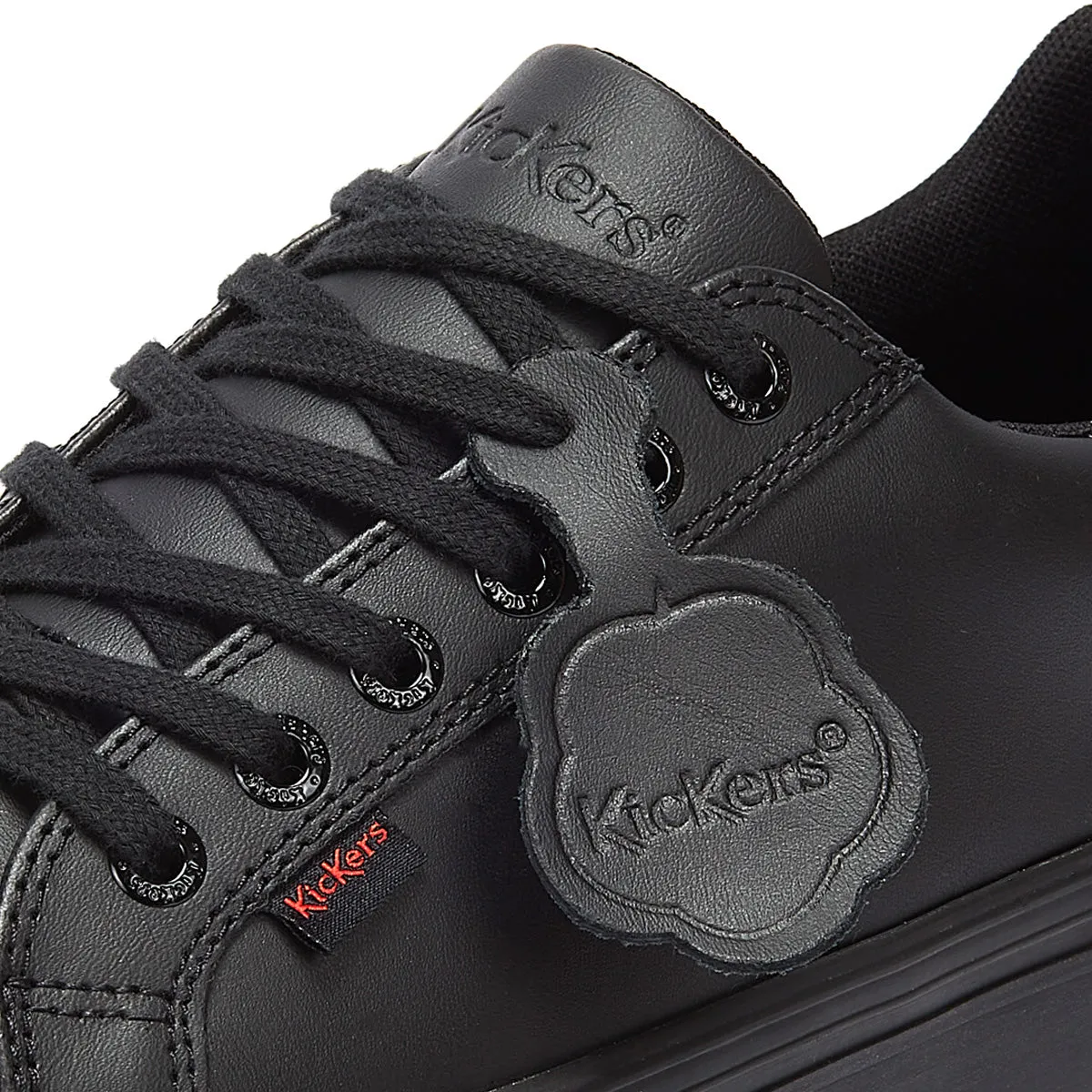 Kickers Junior Black Leather Tovni Lacer Trainers