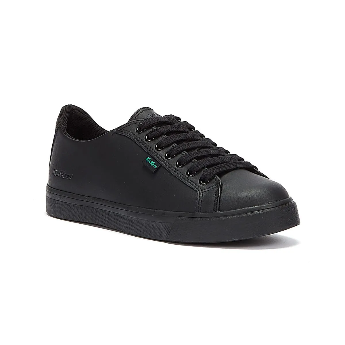 Kickers Junior Black Leather Tovni Lacer Trainers