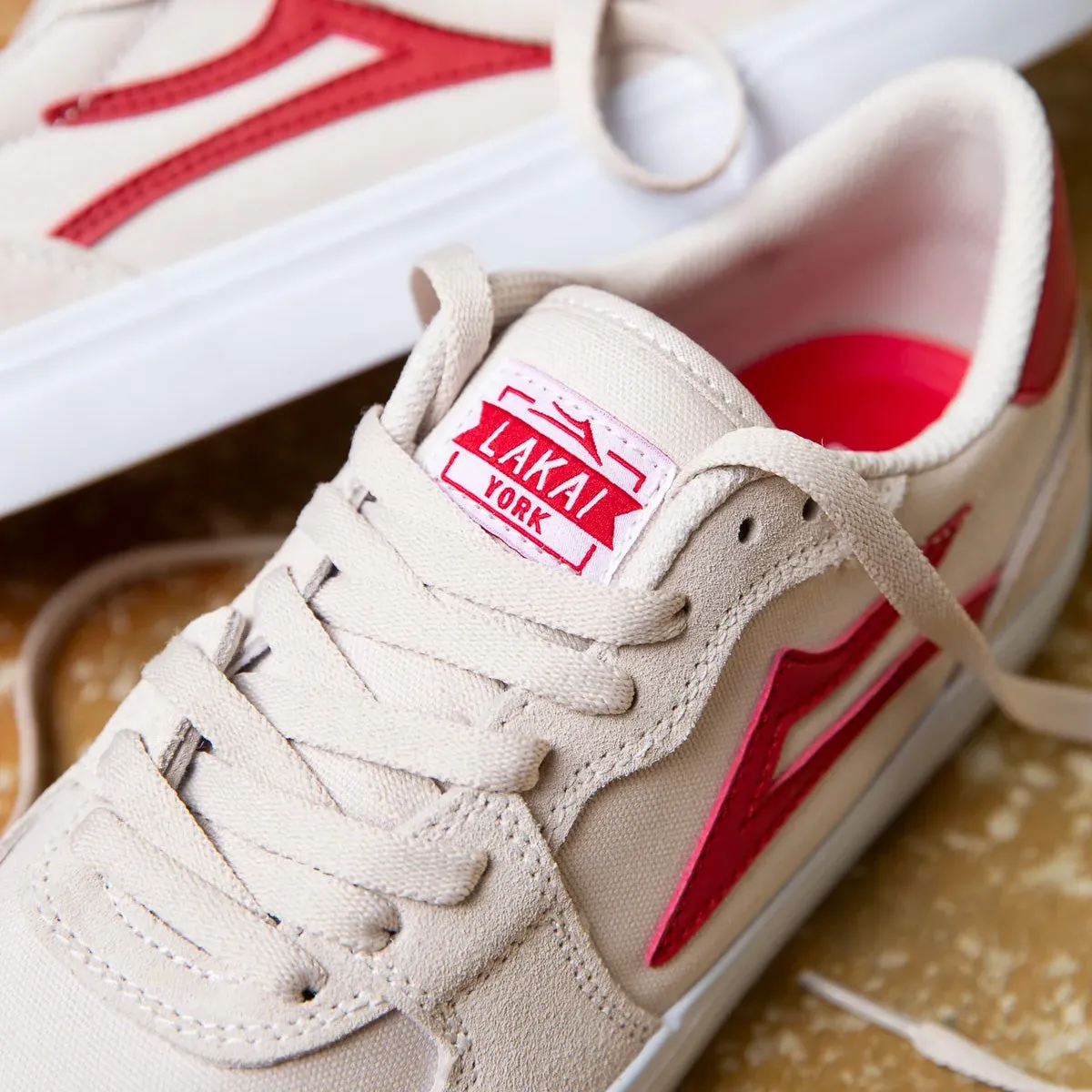 Lakai York Shoes - White/Red Suede