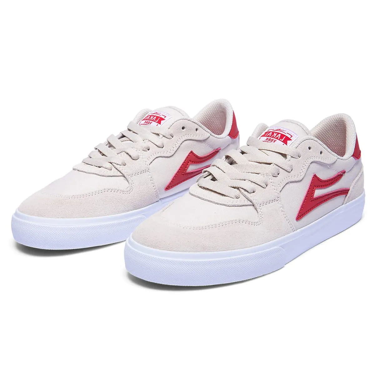 Lakai York Shoes - White/Red Suede