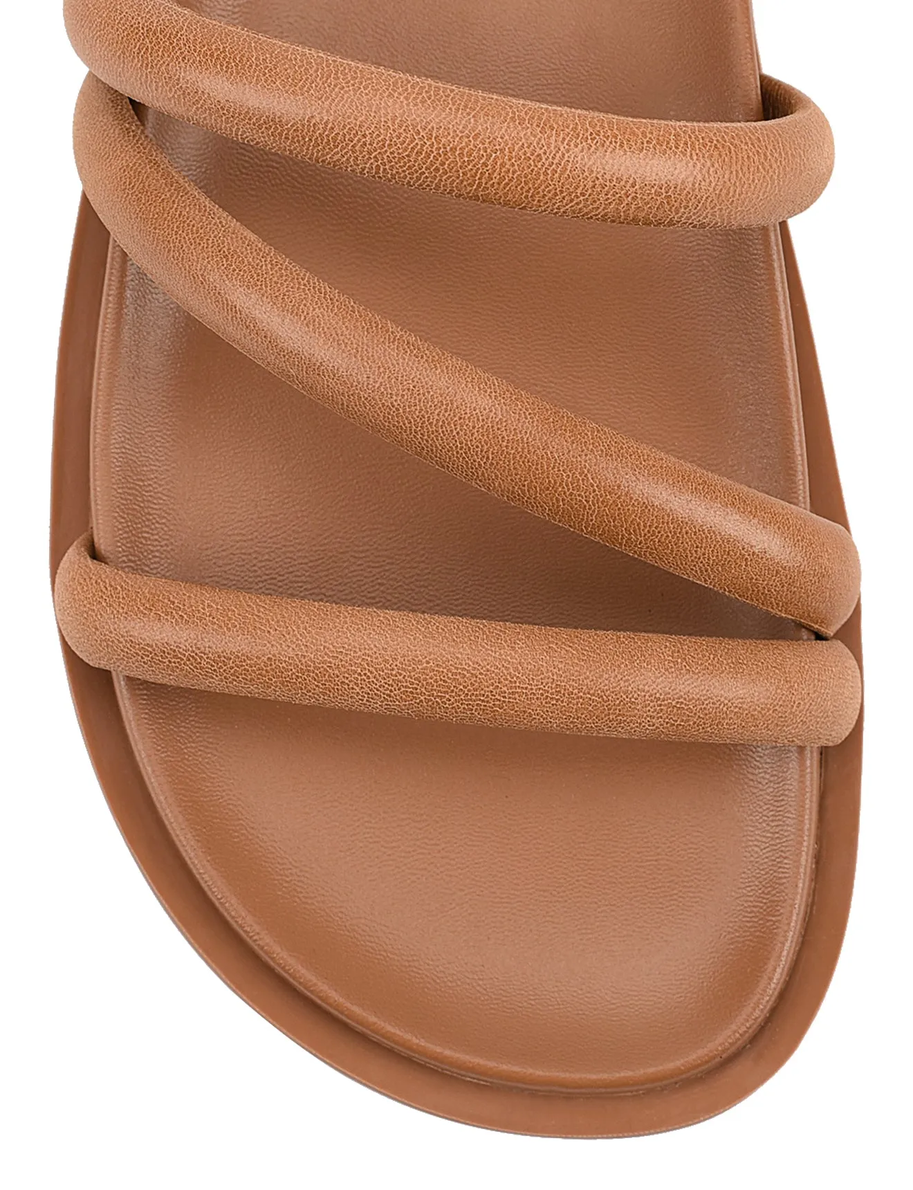 Lane Strappy Footbed Slides - Tan Leather