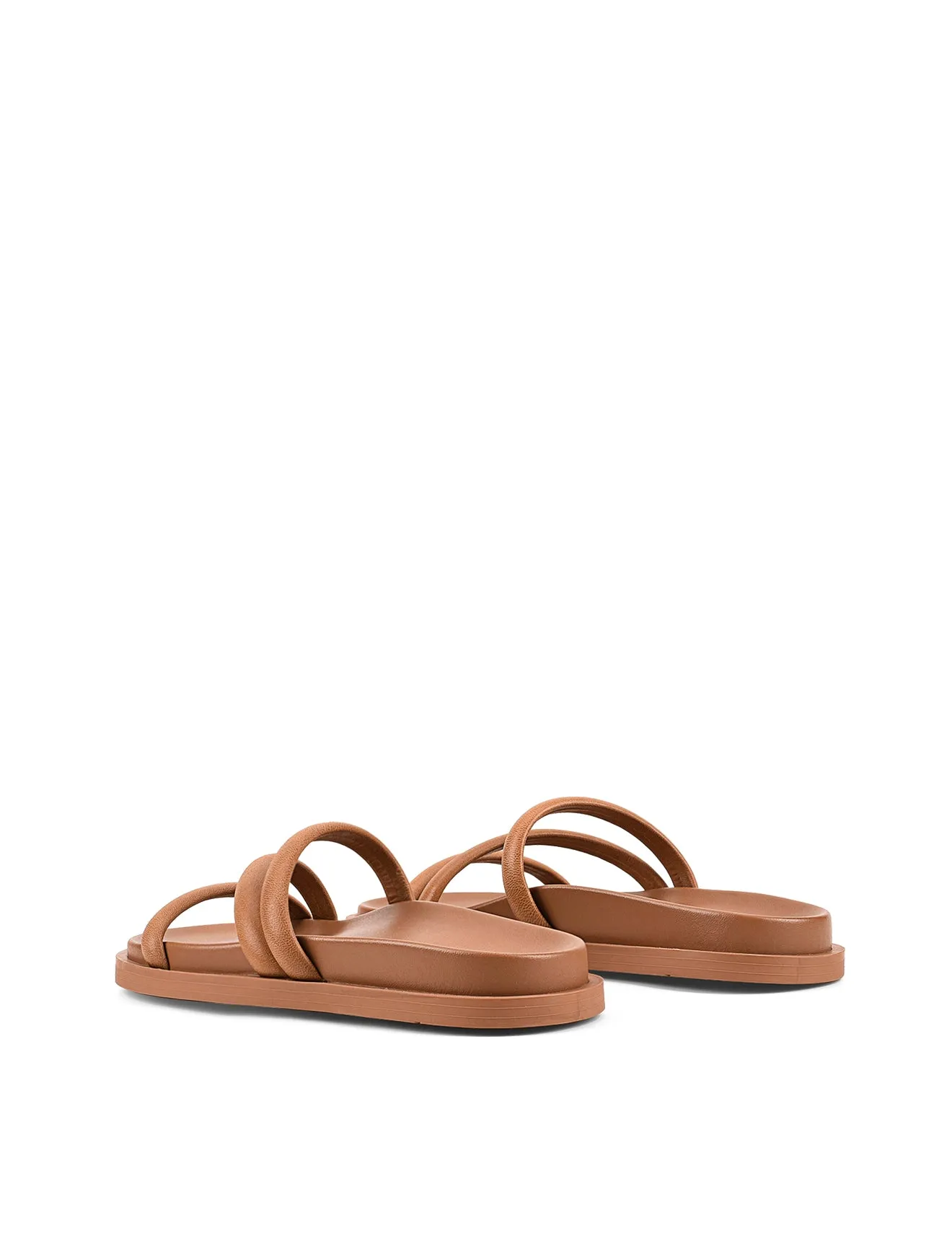 Lane Strappy Footbed Slides - Tan Leather