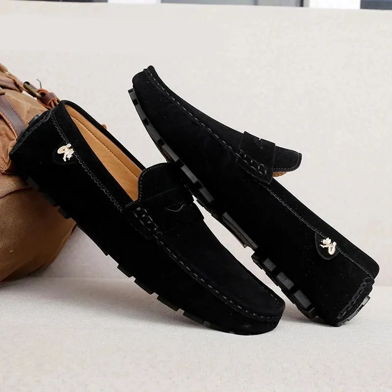 Large Size 48 Couple Shoes Slip-on Handmade Comfortable Breathable High Quality Leather Fashion Casual Loafers