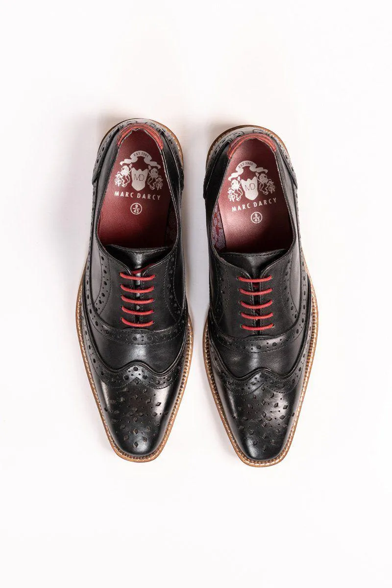 LARKIN - Black Leather Brogue Shoe