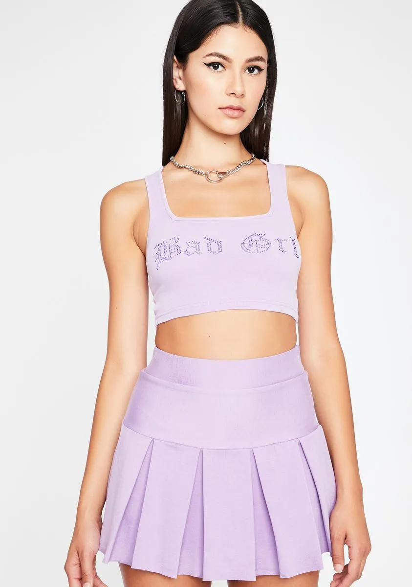 Lavender Wicked Scholar Pleated Mini Skirt