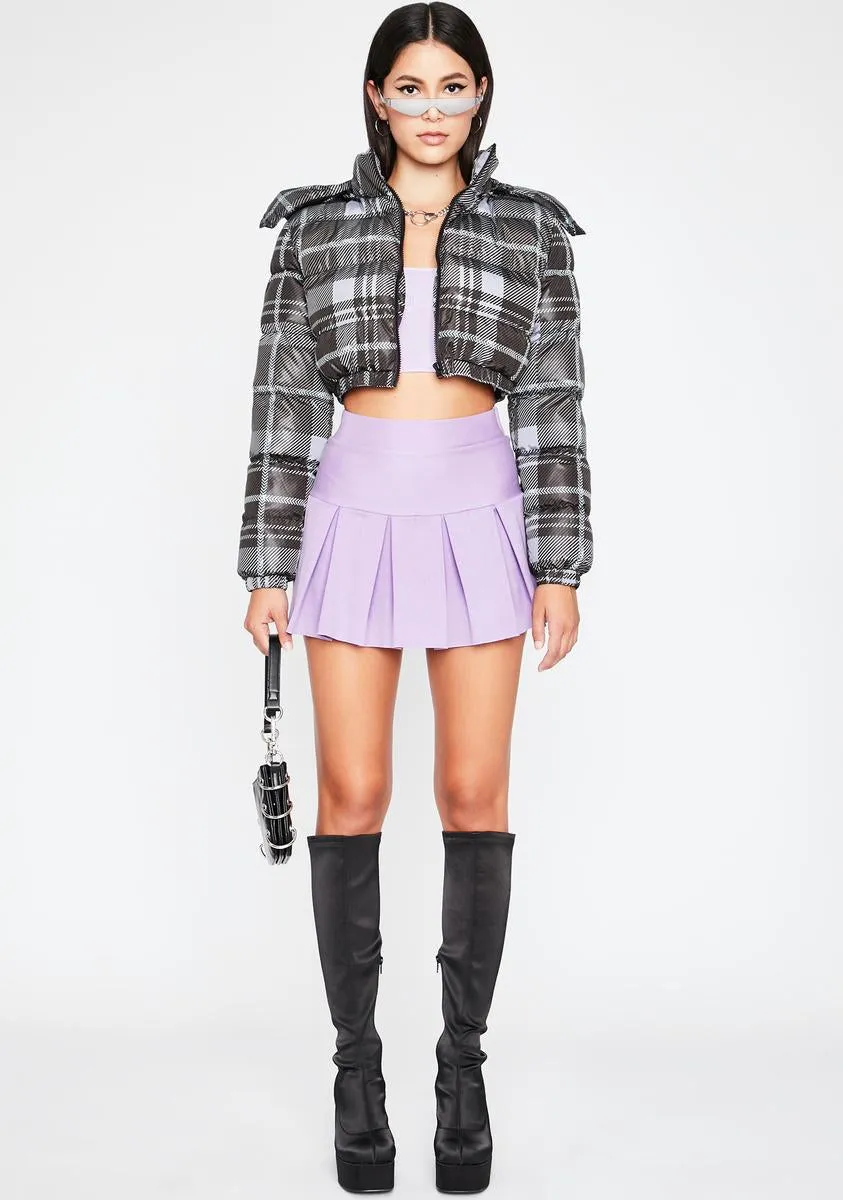 Lavender Wicked Scholar Pleated Mini Skirt