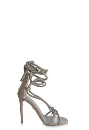 MARIYA TAUPE ROPE AND LEATHER SANDALS