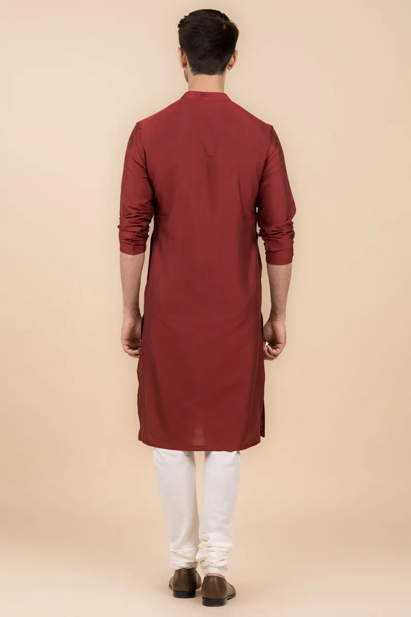 Maroon All Over Jaal Embroidered Kurta Set