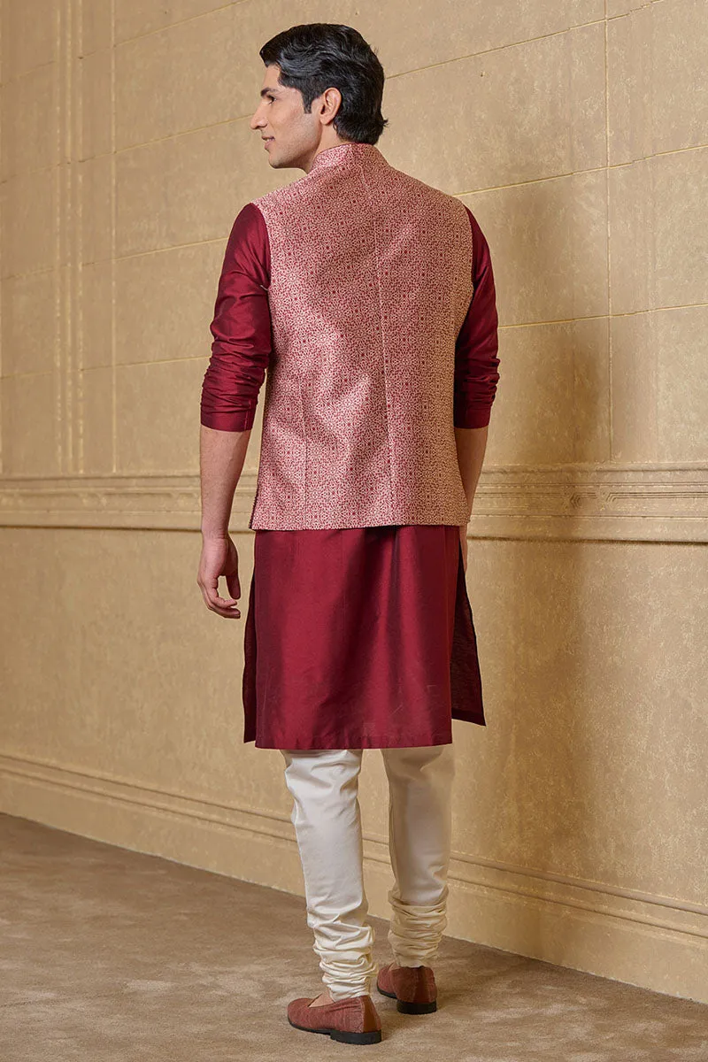 Maroon Resham Brocade Bundi