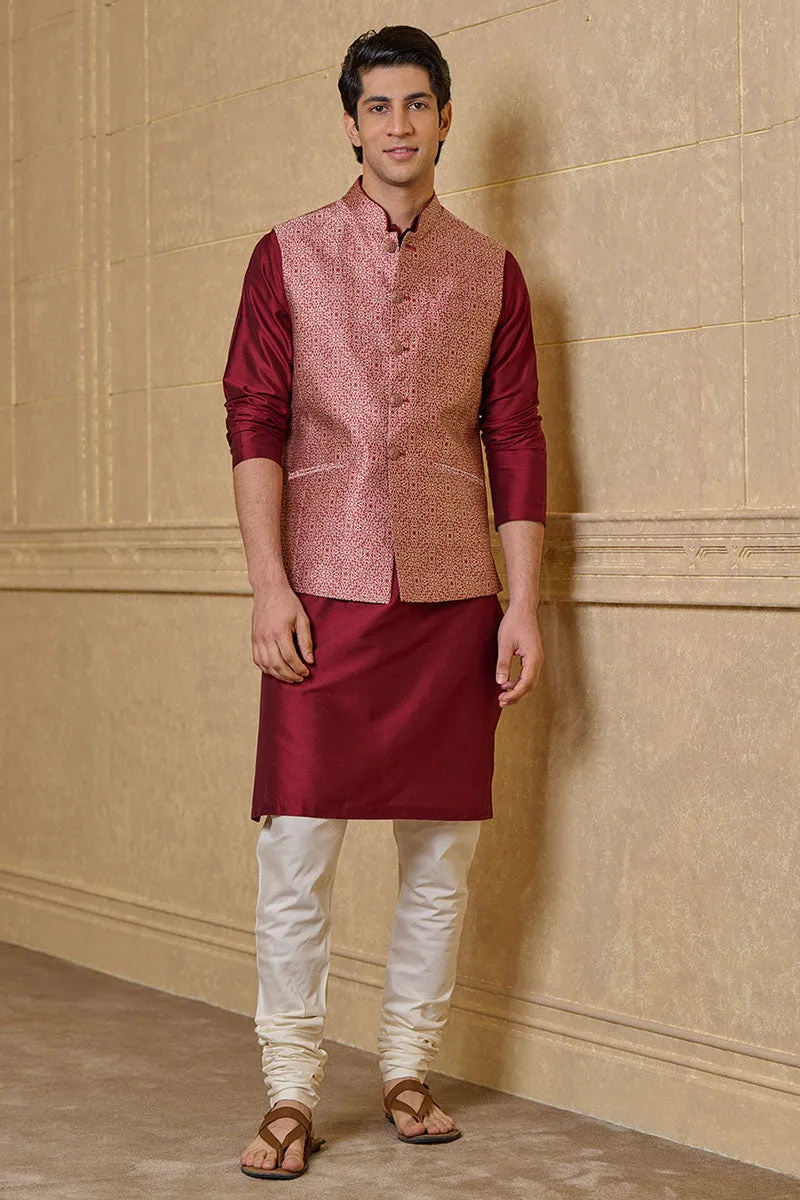 Maroon Resham Brocade Bundi