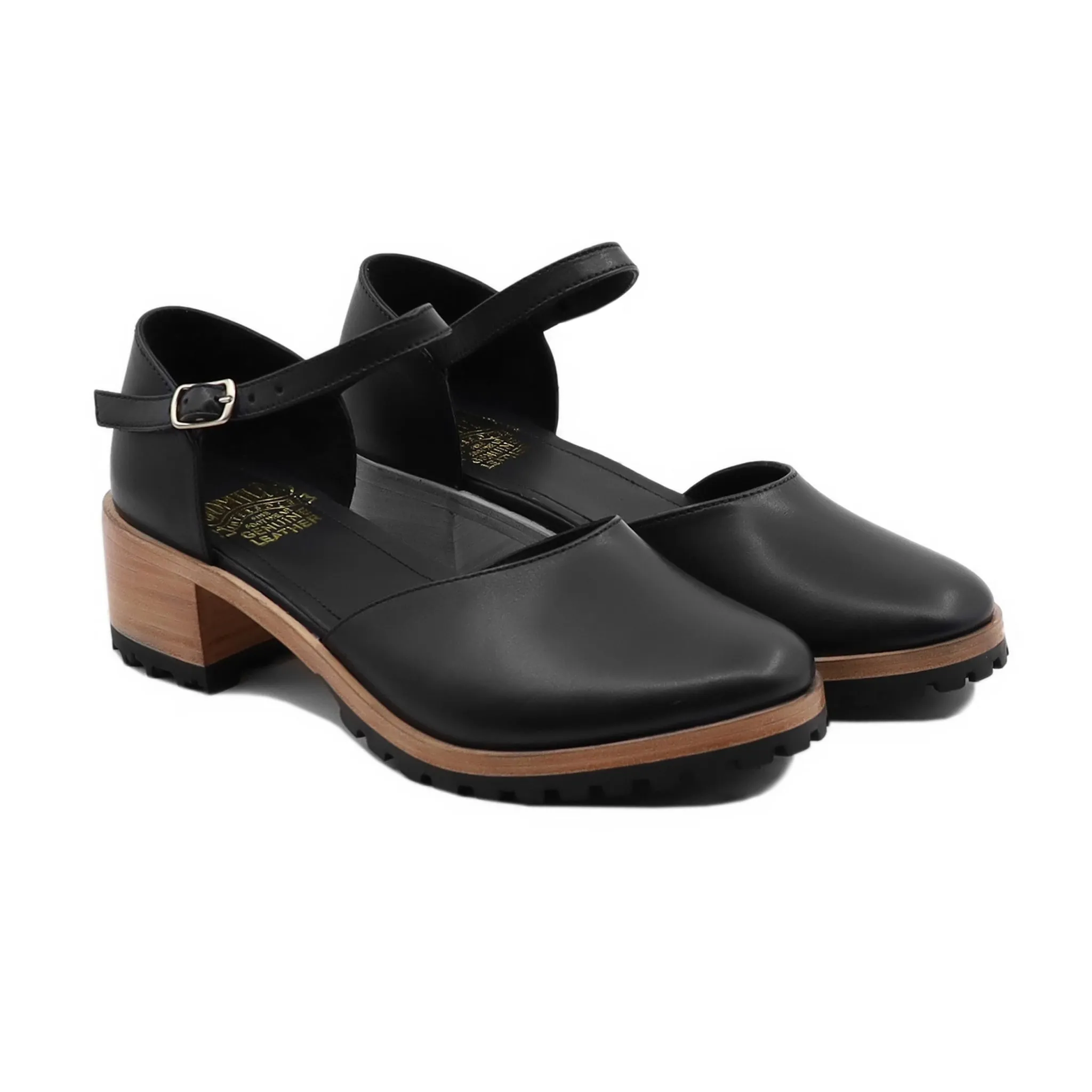 Marva - Ladies Black Calf Leather Sandal