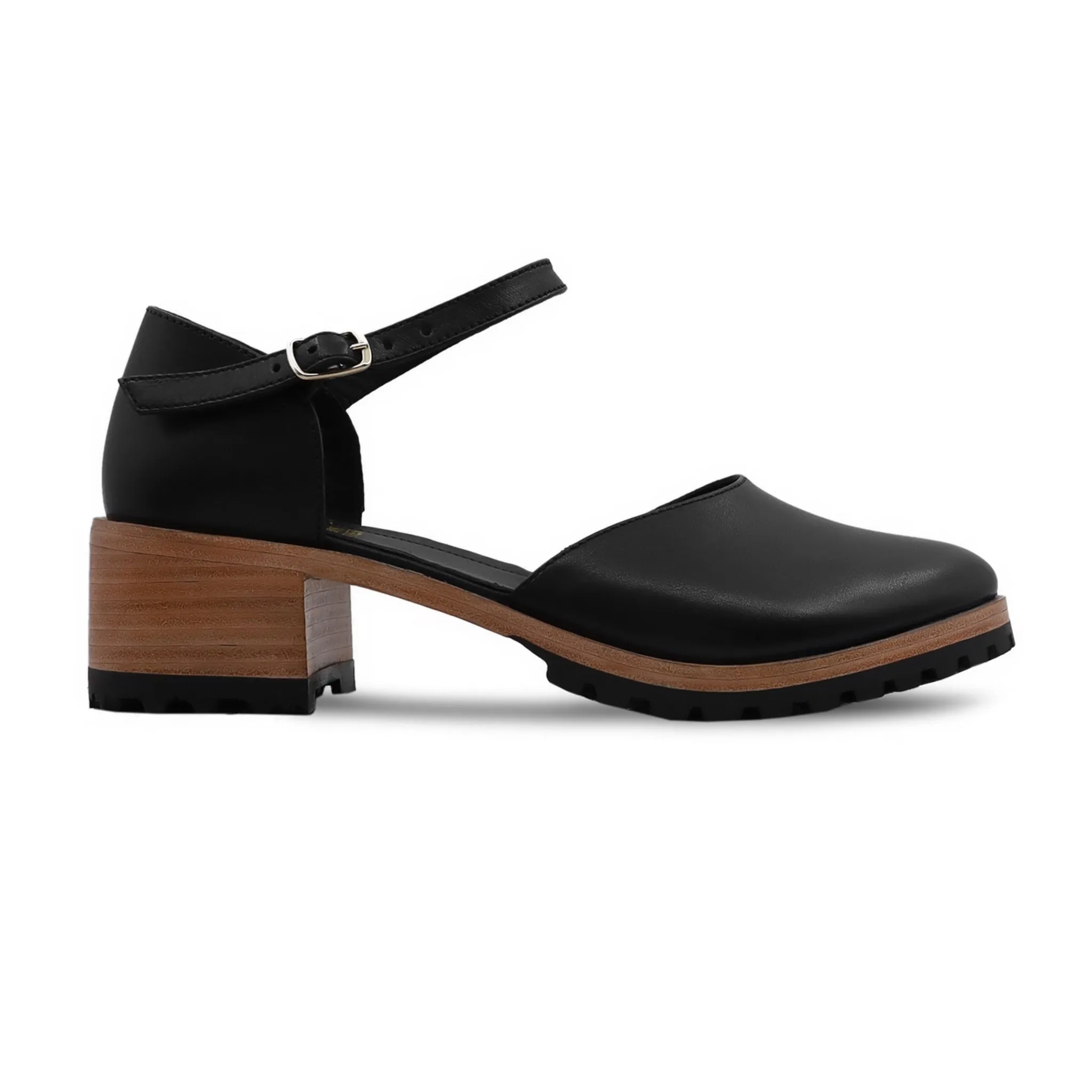 Marva - Ladies Black Calf Leather Sandal