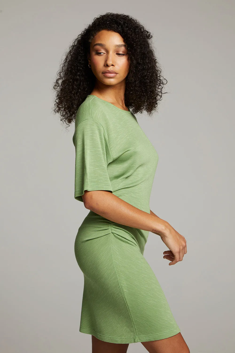 Memory Piquant Green Mini Dress