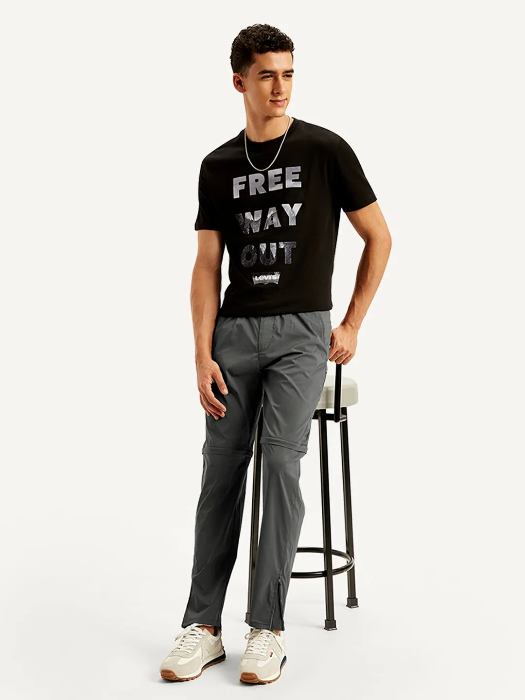 Men's Grey Regular Fit Trousers