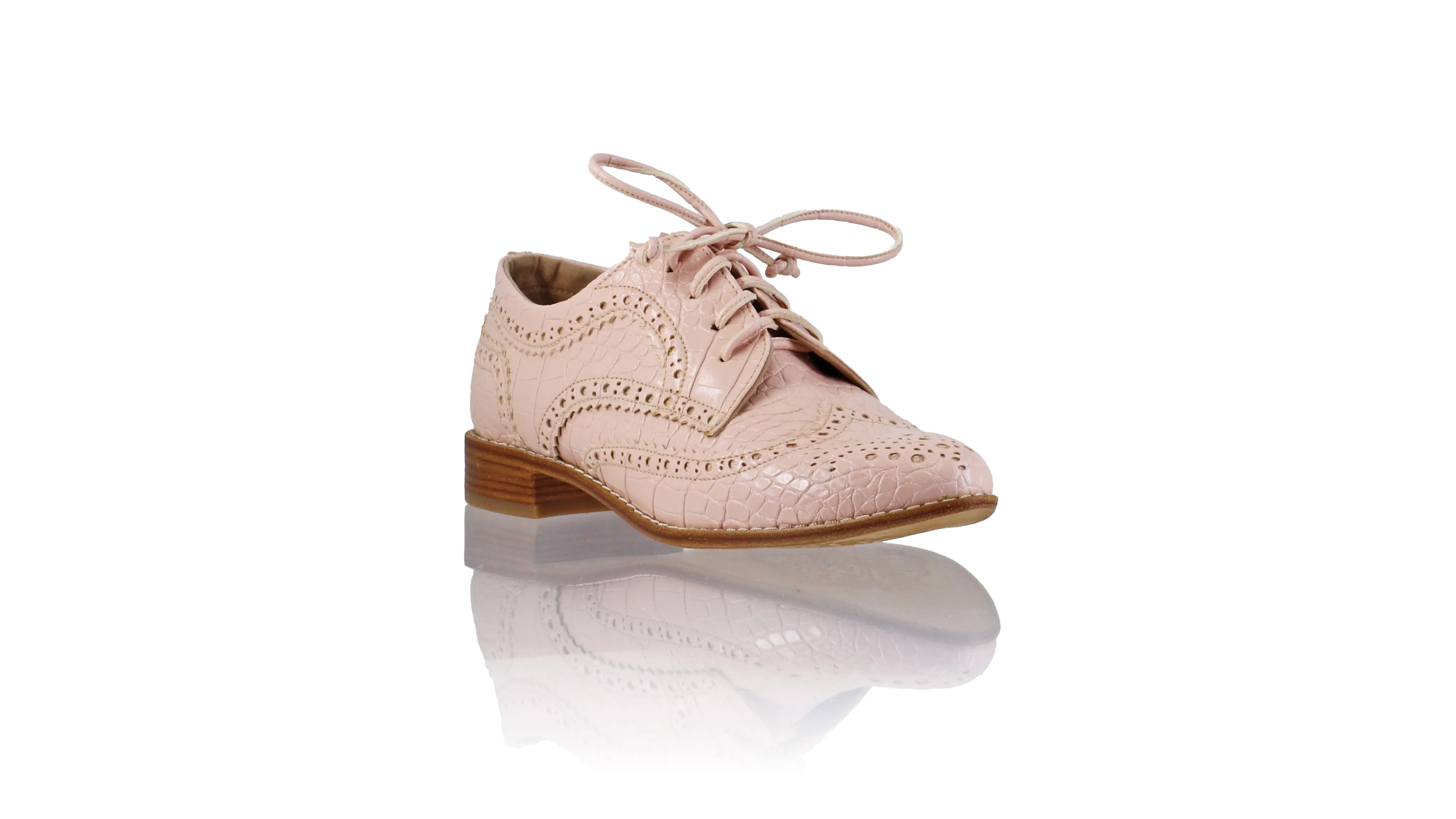 Mika 25mm Flat - Baby Pink Croco Faux Leather