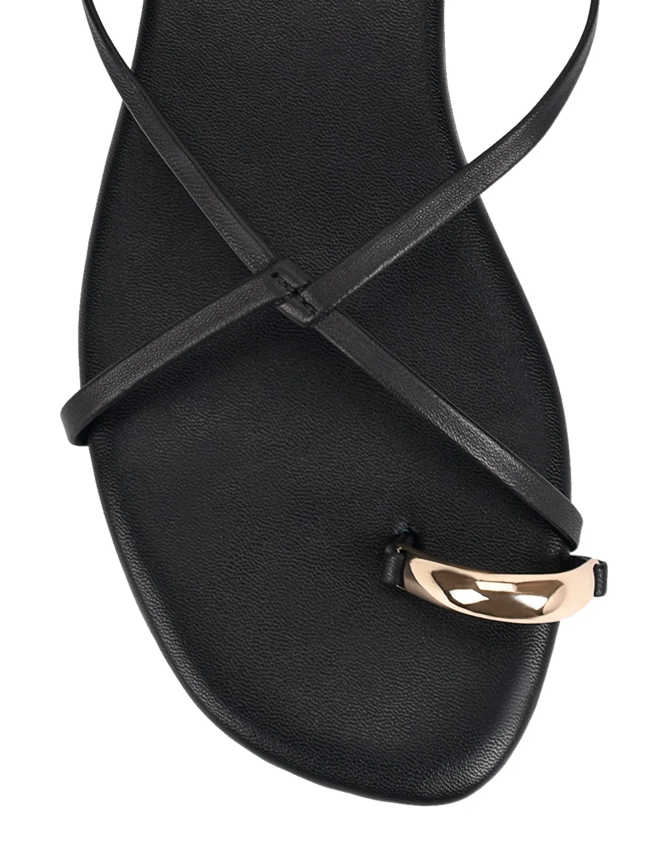 Mikki Flat Strappy Sandals - Black Leather